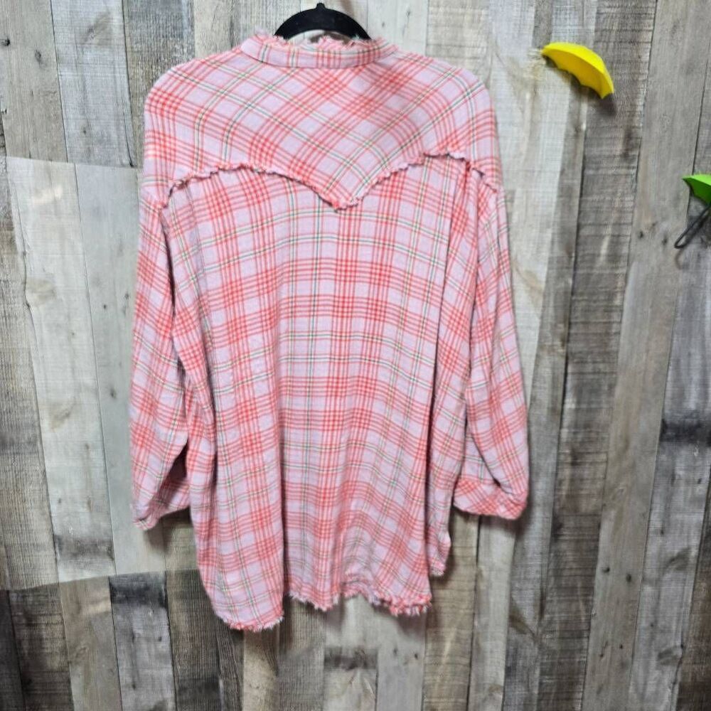 Free People Intimately Plaid Oversized Tunic Top Long Sleeve Distressed Hem - Picture 2 of 4
